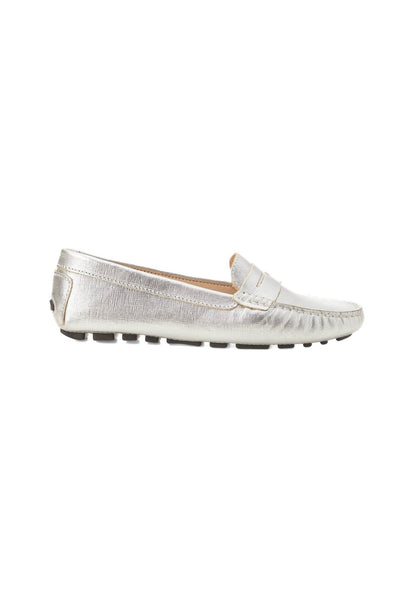 Beige Calf Leather Penny Loafers – Women’s Classic Driving Shoes