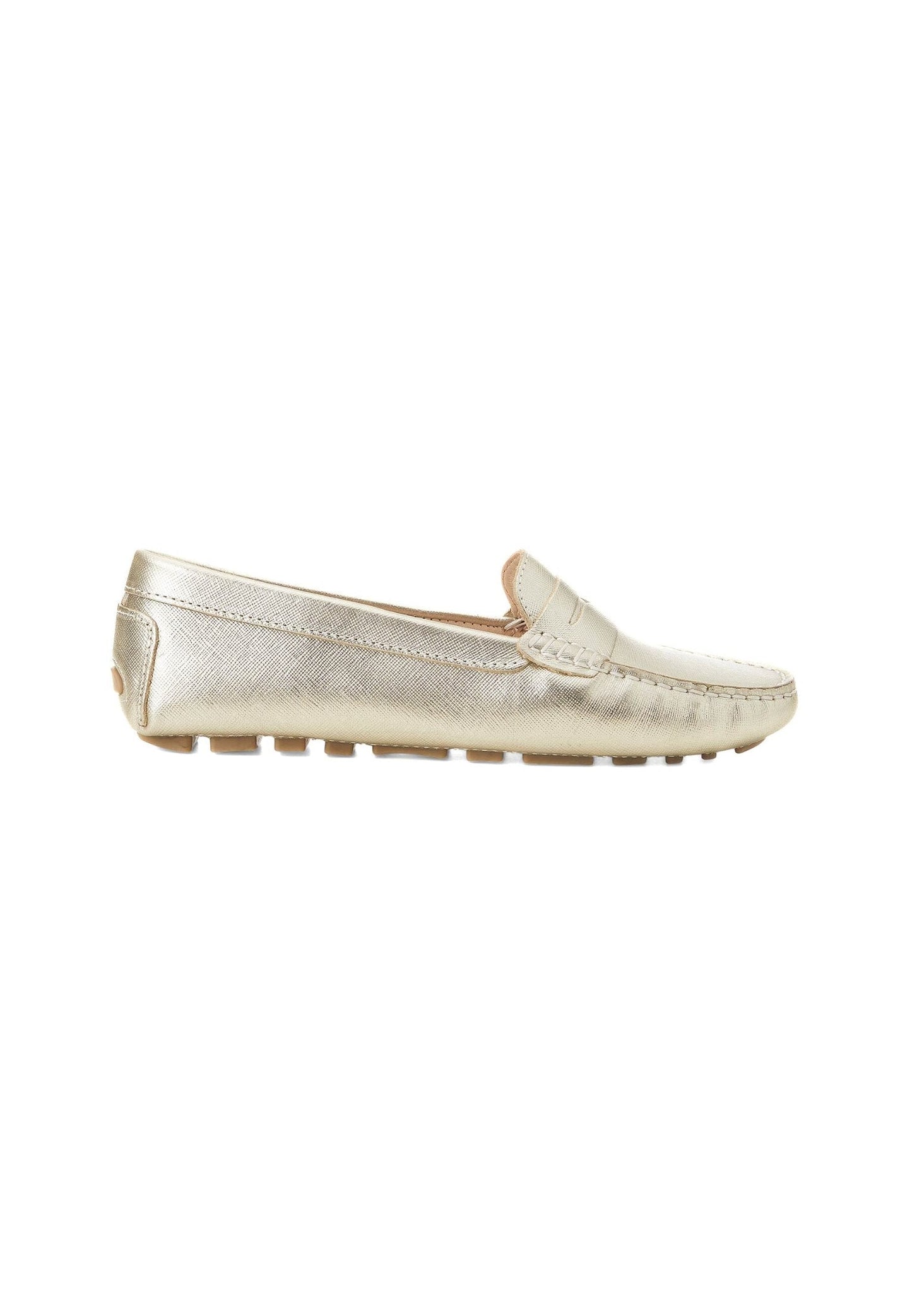 Beige Calf Leather Penny Loafers – Women’s Classic Driving Shoes